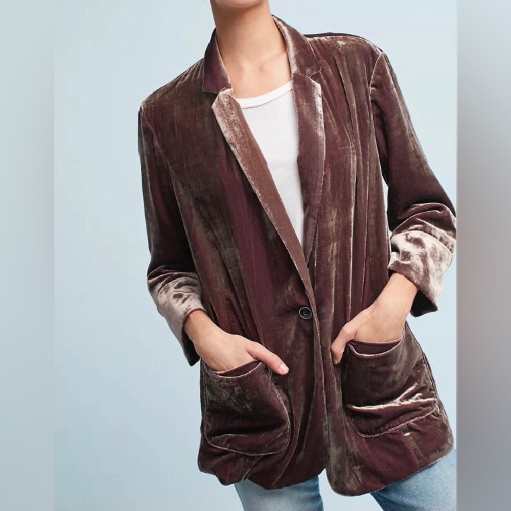 Anthropologie Iridescent Velvet Blazer - Cartonnier - Size Large